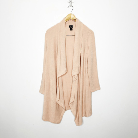 CLARA SUN WOO Cozy Sweater Knit Draped Cardigan Open front Knit pink womens L - Picture 2 of 6